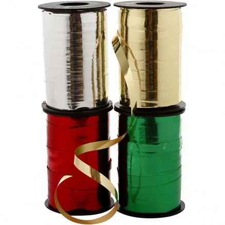 Cinta de regalo, A: 10 mm, brillante, 4x250 m/ 1 ud.