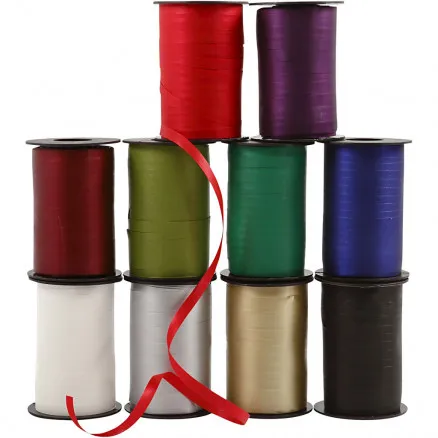 Cinta de regalo, colores surtidos, A: 10 mm, 250 m/ 10 uds.