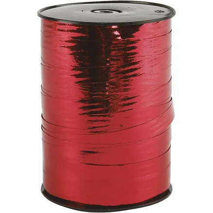 Cinta de regalo, metal rojo, A: 10 mm, brillante, 250 m/ 1 rl.