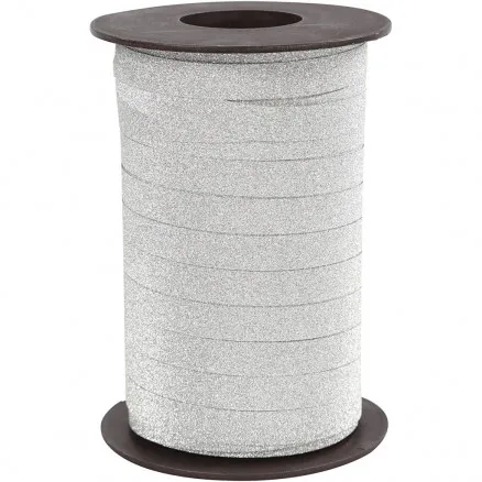 Cinta de regalo, plata, A: 10 mm, brillo, 100 m/ 1 ud.