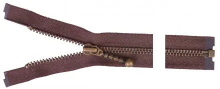 YKK Cremallera separable latón antiguo 20cm 4mm marrón
