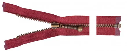 YKK Cremallera separable Latón Antiguo 25cm 4mm Burdeos