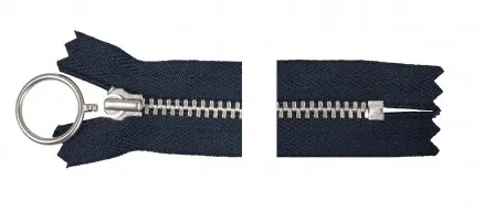 YKK Cremallera de Aluminio Fija c/Anilla 35cm 4mm Marino