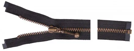 YKK Cremallera separable latón antiguo 50cm 4mm negro