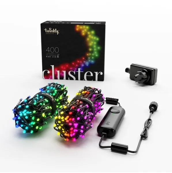 Twinkly Cluster - 400 App-controladas RGB LEDs. 6 Metros. Cable Negro.