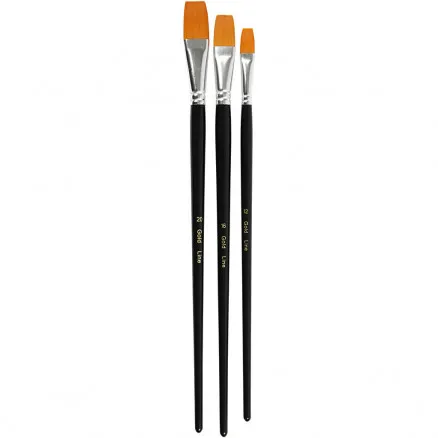Pinceles Gold Line, L: 30-33 cm, A: 12-20 mm, planos, 3 uds./1 paquete.
