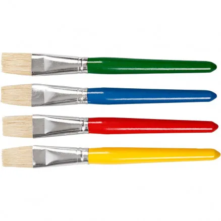 Pinceles para niños, planos, L: 19 cm, A: 20 mm, 4 uds./1 paquete.