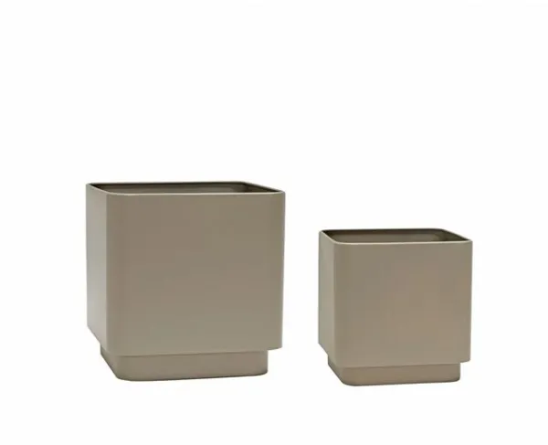 Hübsch Cube Maceta Juego de 2 Marrón
