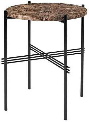 GUBI TS Mesa Auxiliar Redonda Ø40 Negro/Marrón Emperador Mármol