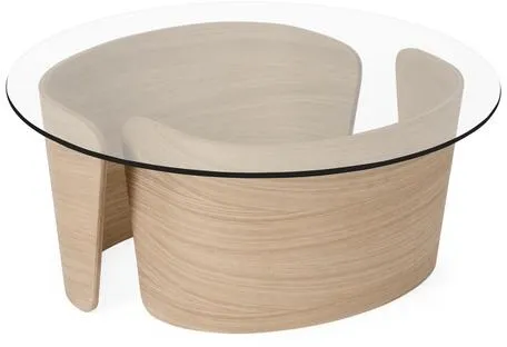Sibast Furniture No 7 Mesa de centro Lounge Ø70 Baja Roble aceitado blanco/Vidrio