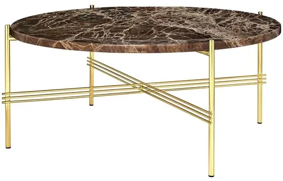 GUBI TS Mesa de centro redonda Ø80 Latón/Mármol Emperador Marrón