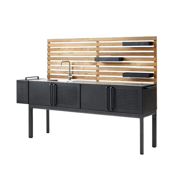 Cane-Line Drop cocina exterior incl. tres estantes + encimera de teca